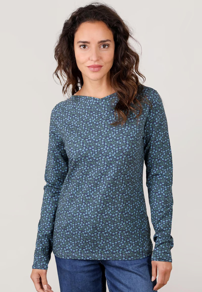 Scandic Shirt "Kajsa Berry" blau/geblümt