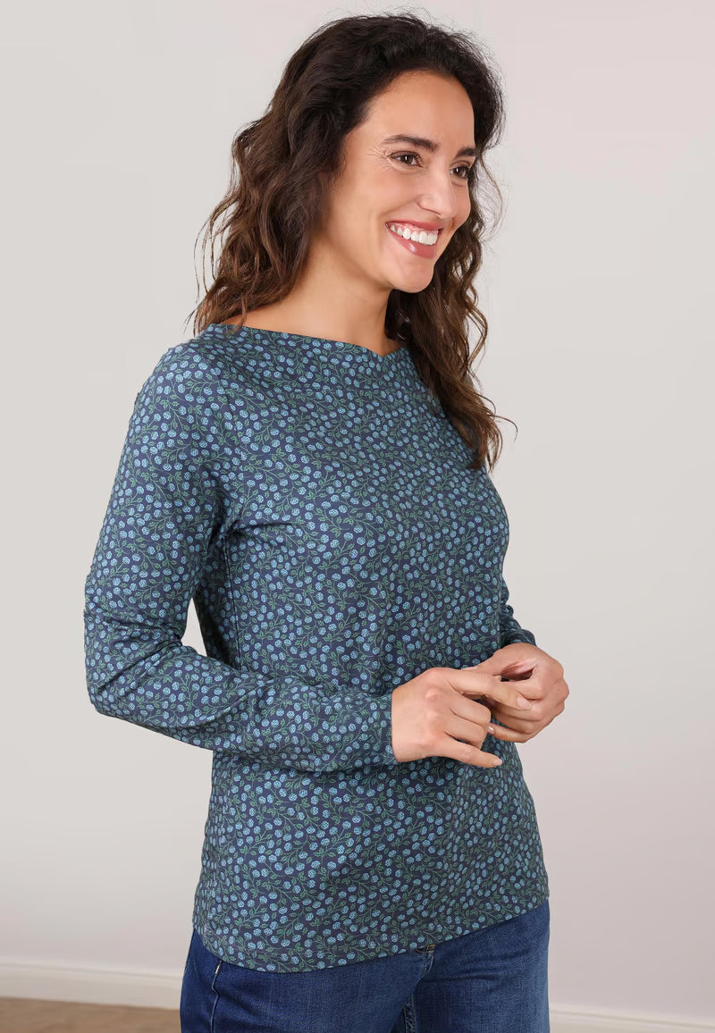 Scandic Shirt "Kajsa Berry" blau/geblümt