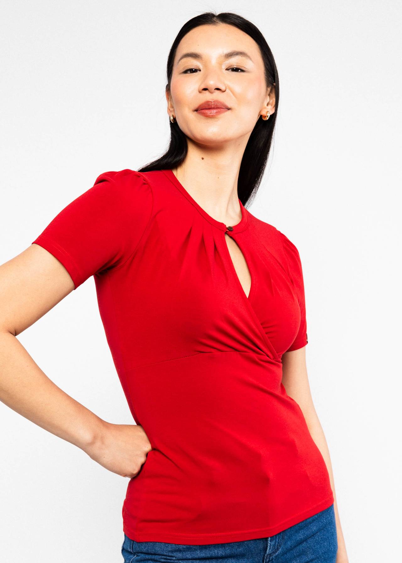 Blutsgeschwister Shirt "Criss Cross Coeur" rot
