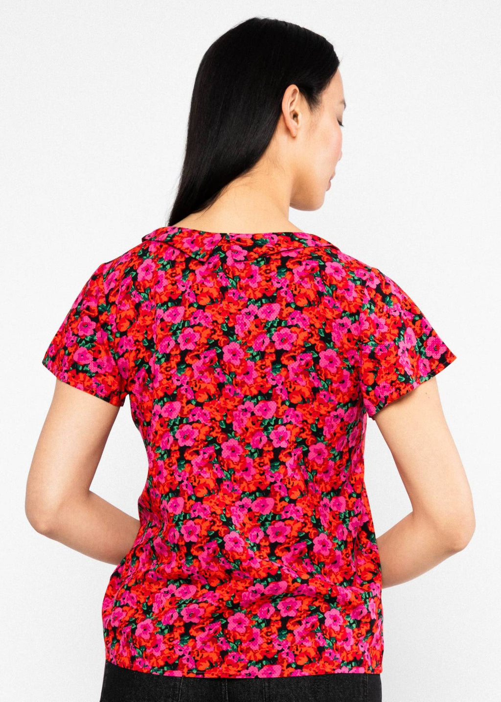 Blutsgeschwister Bluse "Feed the Birds" rot geblümt
