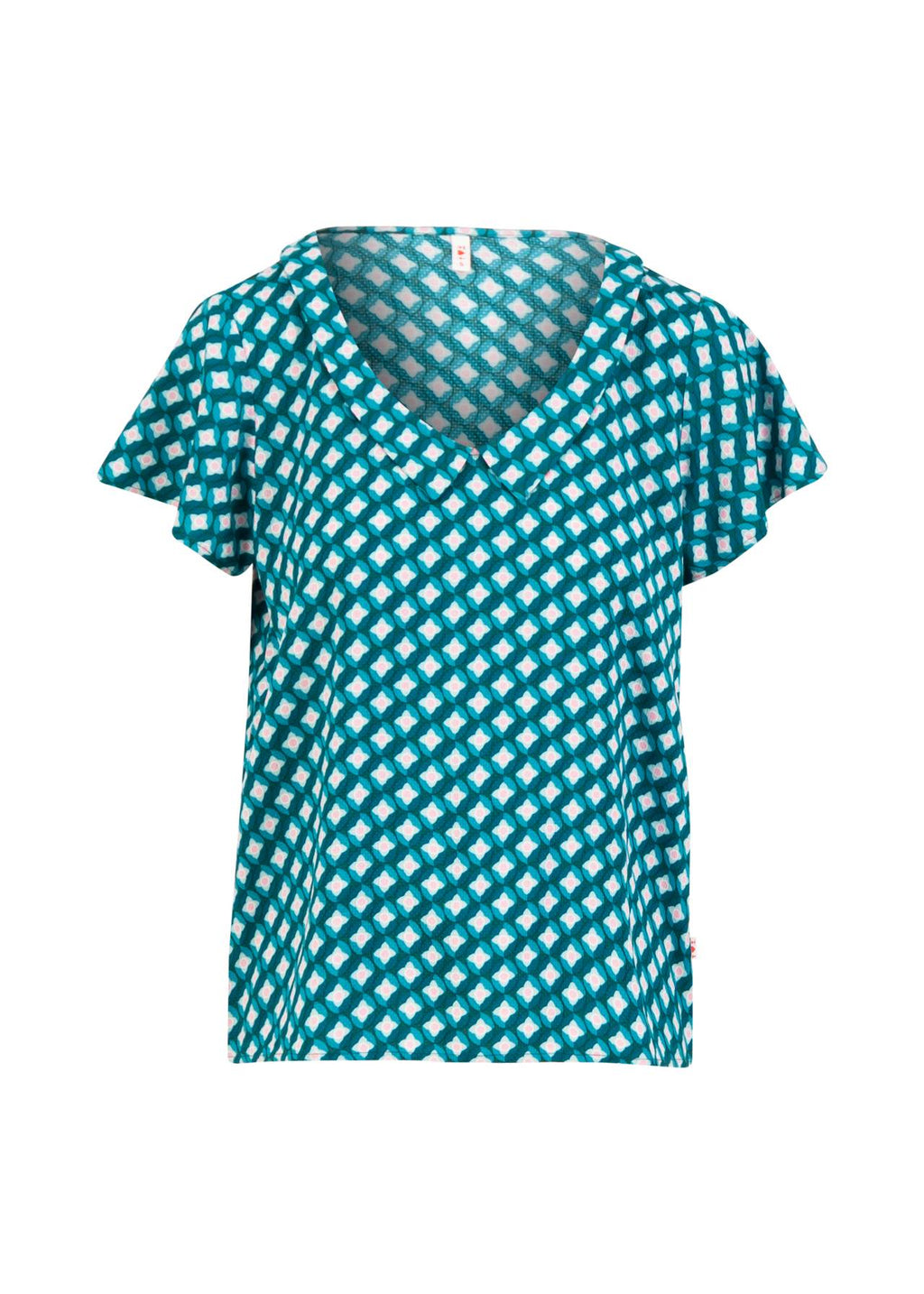 Blutsgeschwister Bluse "Feed the Birds" türkis/rosa gemustert