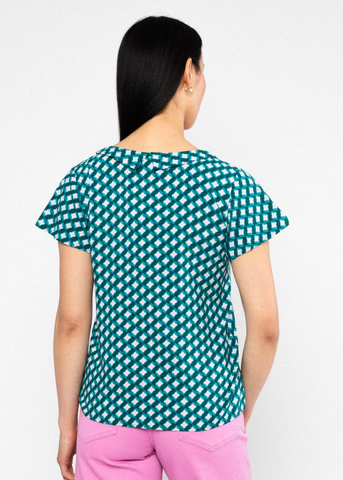 Blutsgeschwister Bluse "Feed the Birds" türkis/rosa gemustert