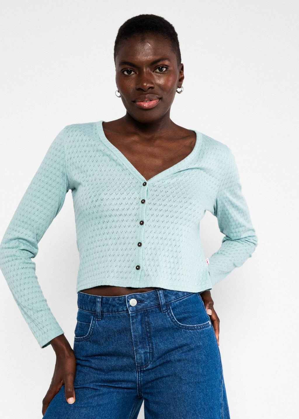 Blutsgeschwister Strickjacke "Filigree Cardymagic" hellblau