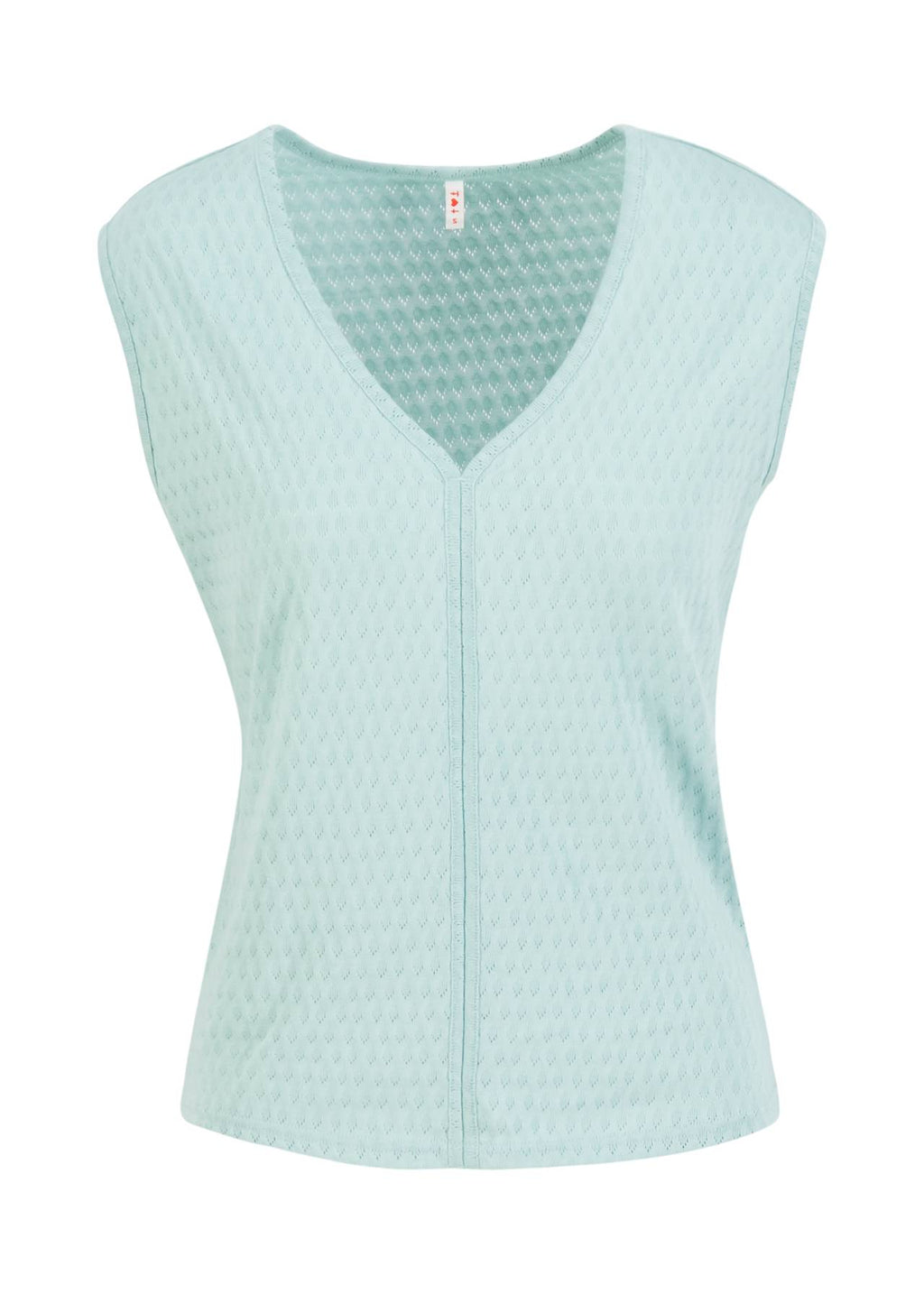 Blutsgeschwister Top aus Strick "Filigree Frontluke" hellblau