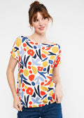 Blutsgeschwister Shirt "Flowgirl" weiß/orange/blau geblümt