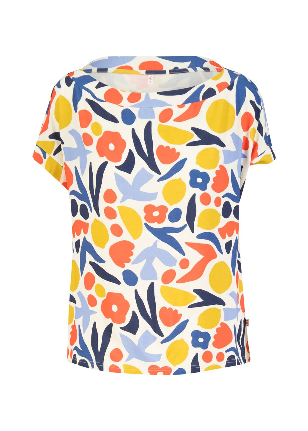 Blutsgeschwister Shirt "Flowgirl" weiß/orange/blau geblümt