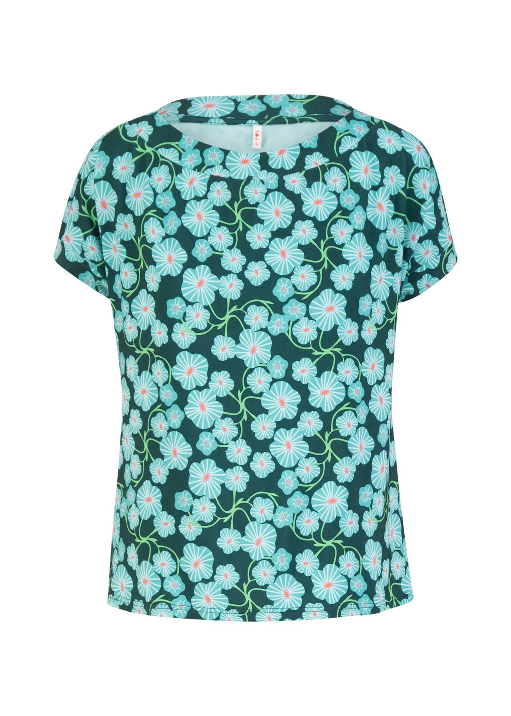 Blutsgeschwister Shirt "Flowgirl" petrol/türkis geblümt