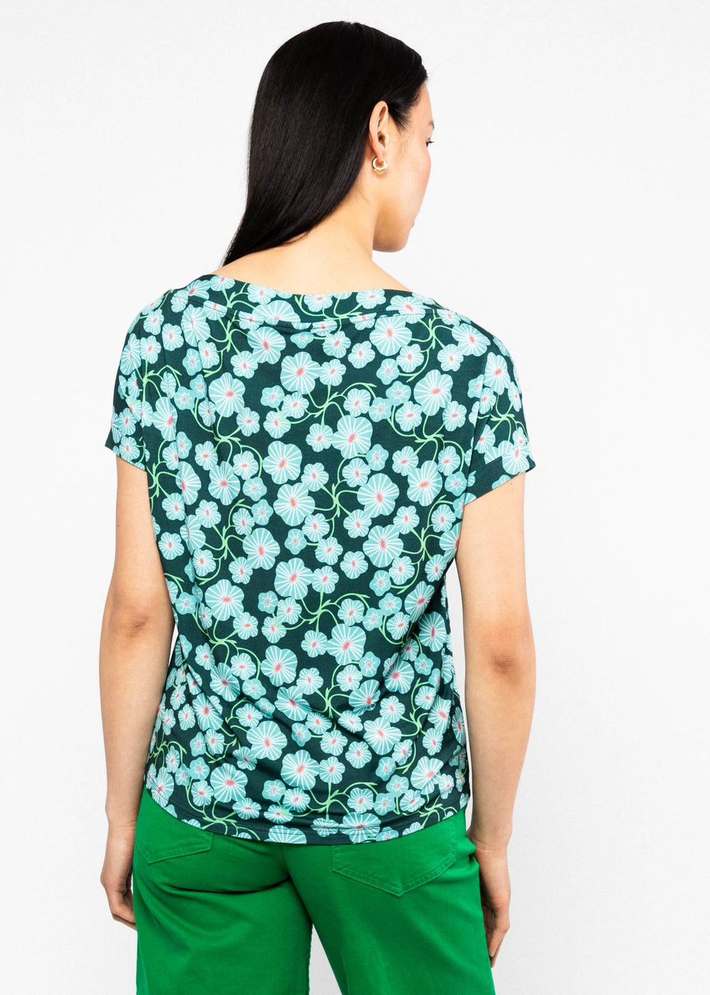 Blutsgeschwister Shirt "Flowgirl" petrol/türkis geblümt