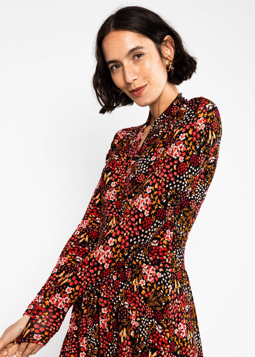 Blutsgeschwister Kleid "La Vie est Belle en Hiver" schwarz geblümt