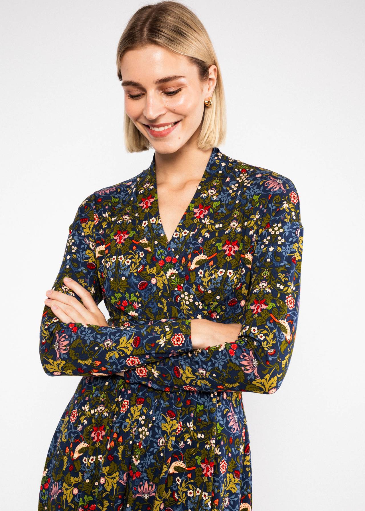 Blutsgeschwister Kleid "La Vie est Belle en Hiver" blau/grün geblümt