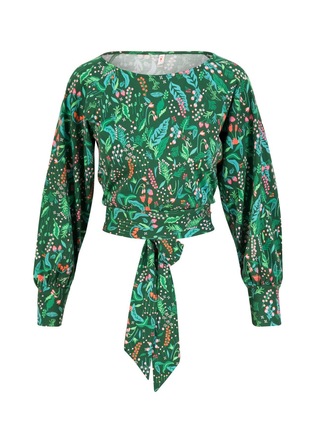 Blutsgeschwister Pullover/ Bluse "Liberta Love" grün/ geblümt
