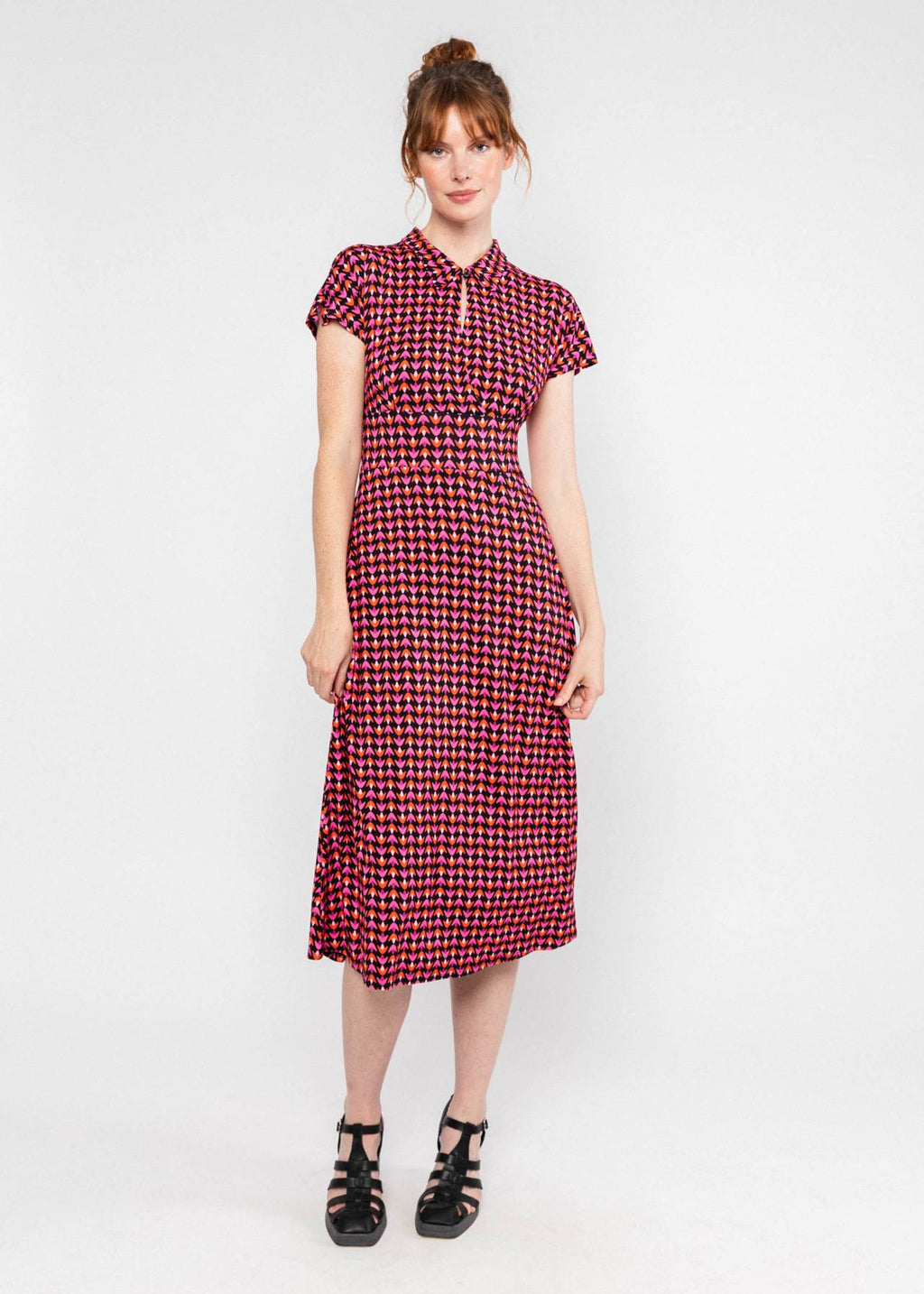 Blutsgeschwister Kleid "Now We Are Talking Ease" pink/lila gemustert