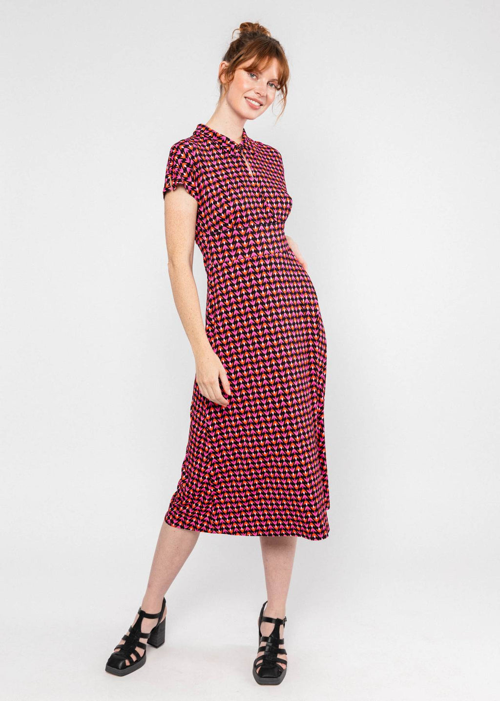 Blutsgeschwister Kleid "Now We Are Talking Ease" pink/lila gemustert