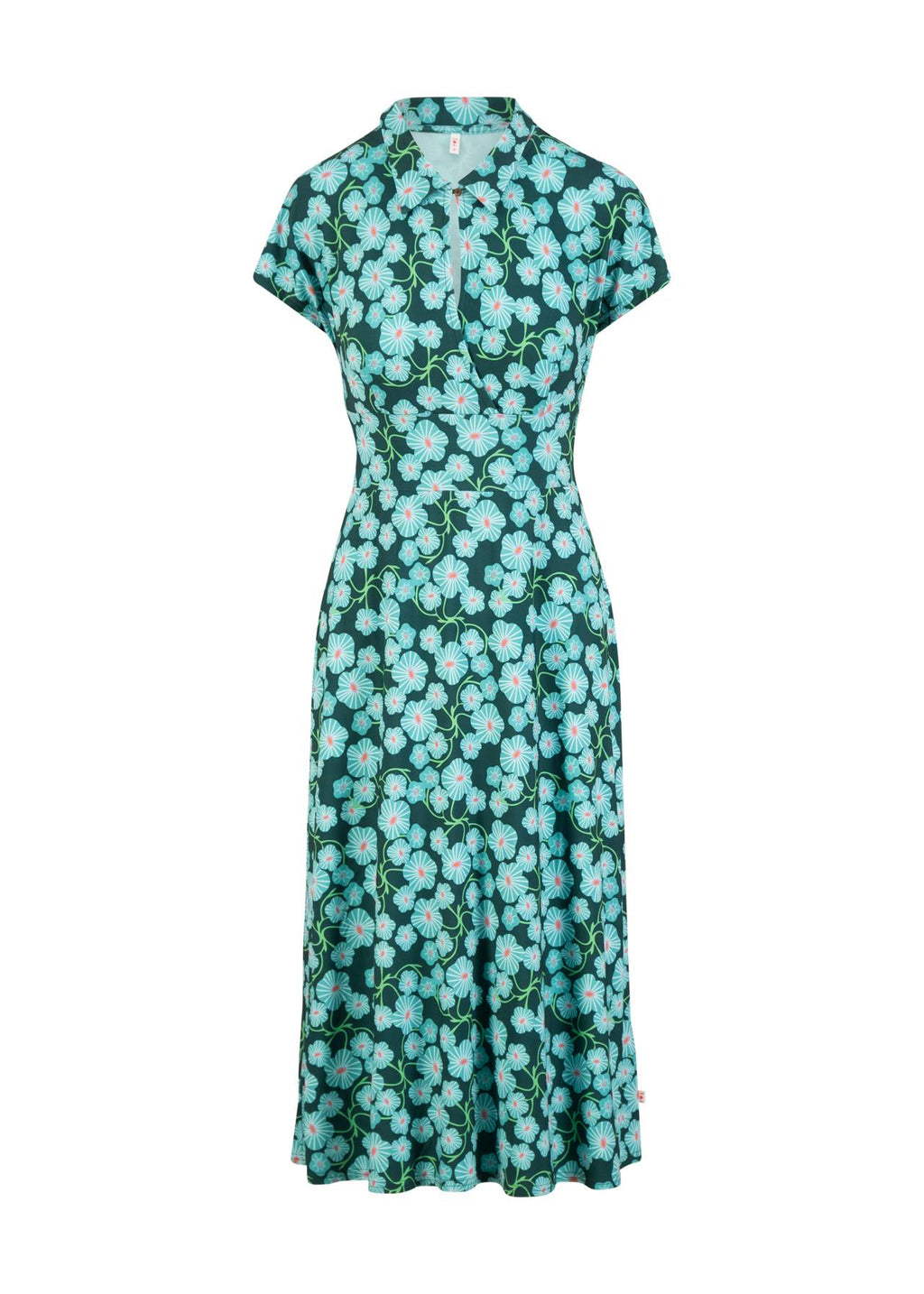 Blutsgeschwister Kleid "Now We Are Talking Ease"  petrol/türkis geblümt