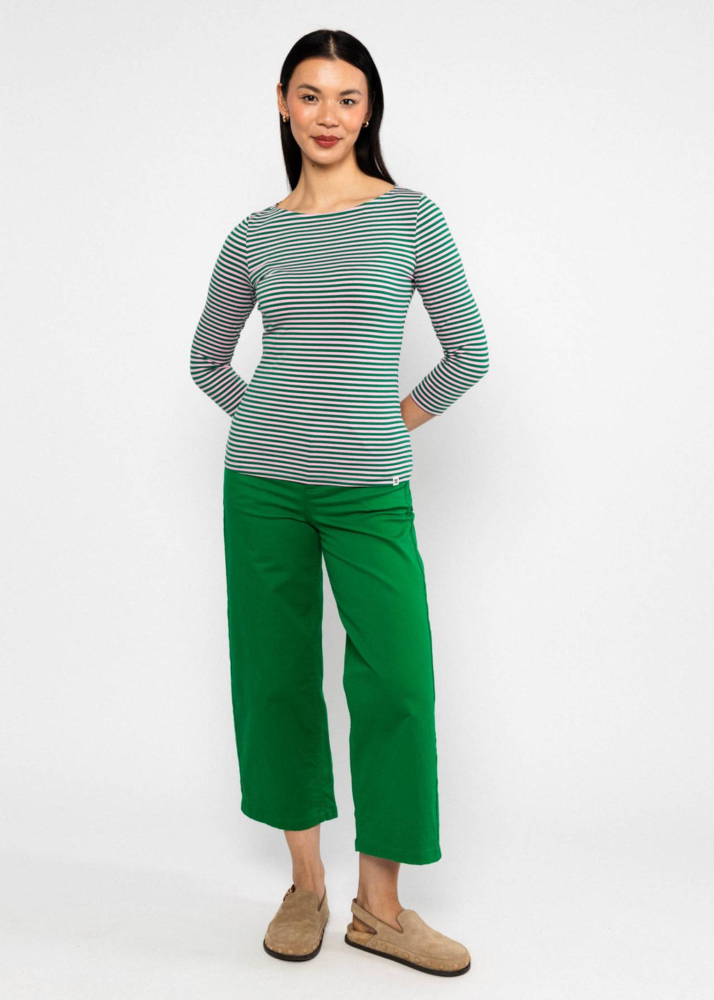Blutsgeschwister Shirt "Oh Marine" grün/rosa gestreift