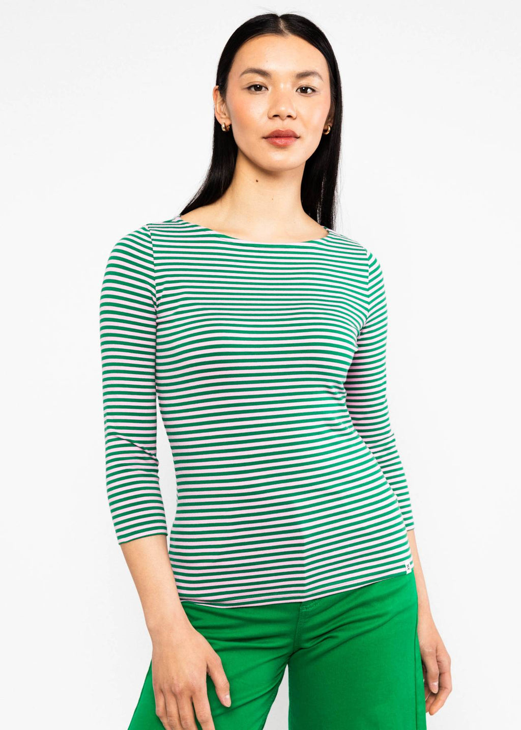 Blutsgeschwister Shirt "Oh Marine" grün/rosa gestreift