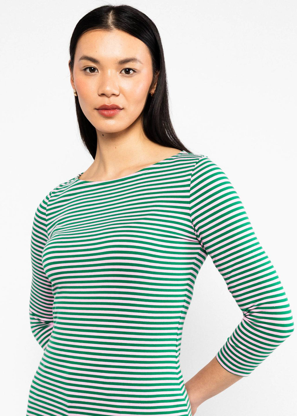Blutsgeschwister Shirt "Oh Marine" grün/rosa gestreift