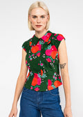 Blutsgeschwister Bluse "Quera sera, sera" grün/pink gemustert