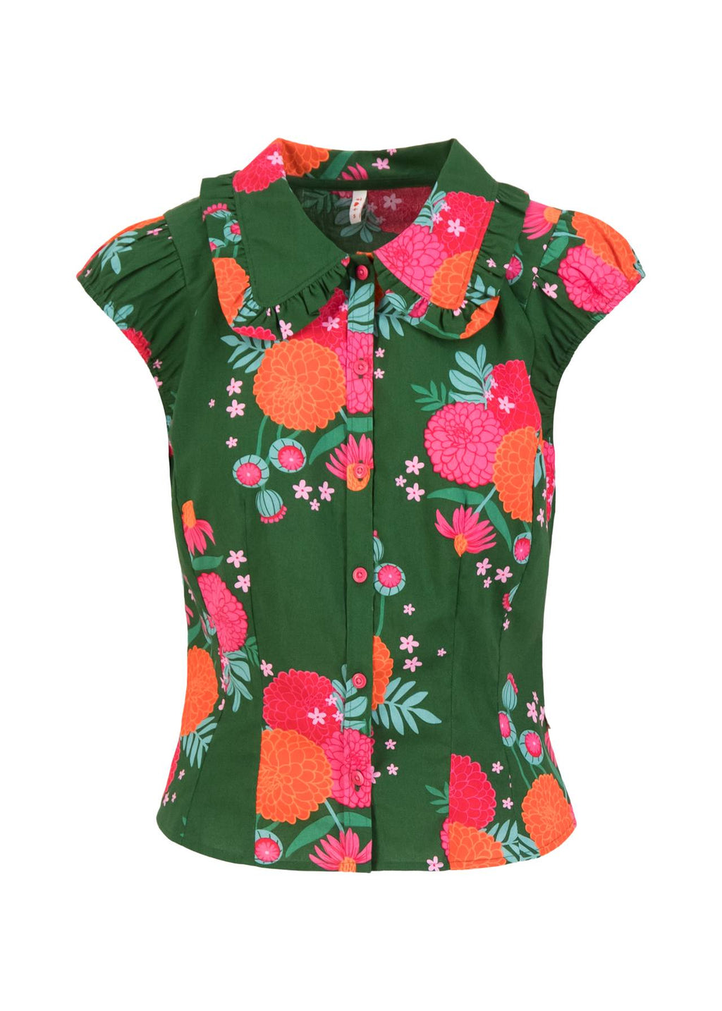 Blutsgeschwister Bluse "Quera sera, sera" grün/pink gemustert