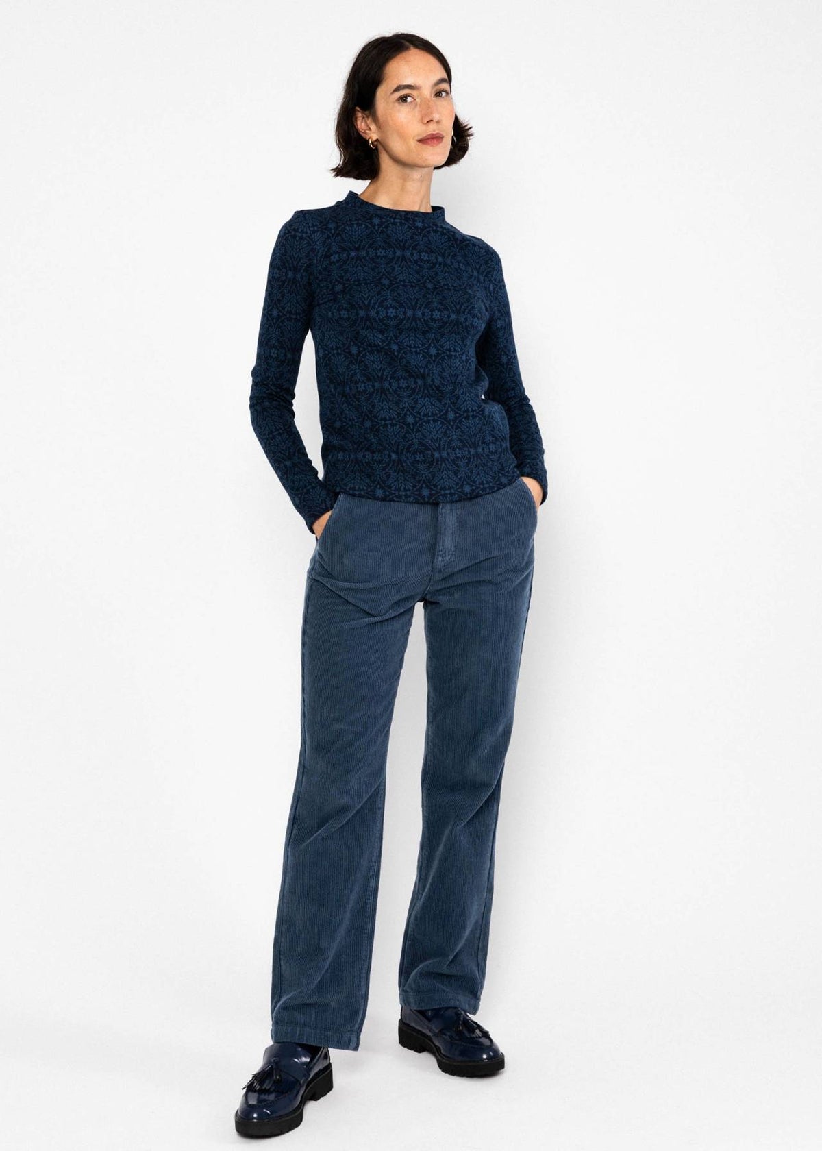 Blutsgeschwister Pullover "Safe and Warm Turtle" blau/gemustert