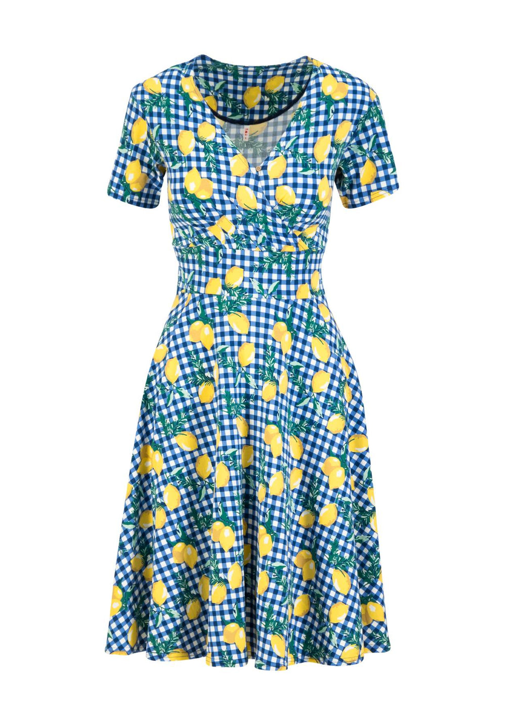 Blutsgeschwister Kleid "Shalala Tralala Spring" blau/ Zitrone