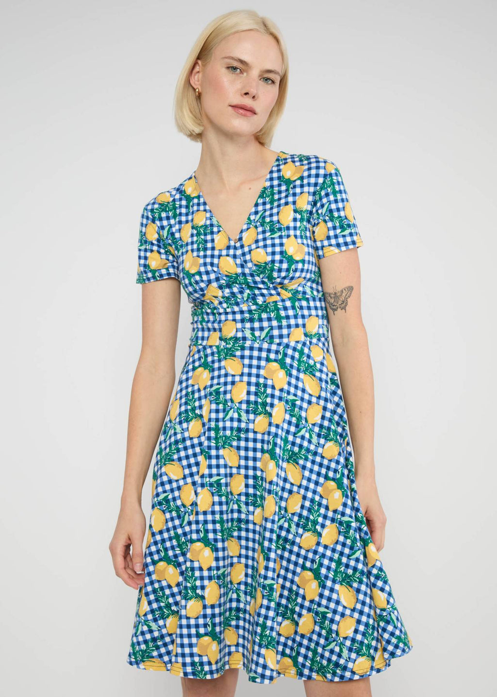 Blutsgeschwister Kleid "Shalala Tralala Spring" blau/ Zitrone