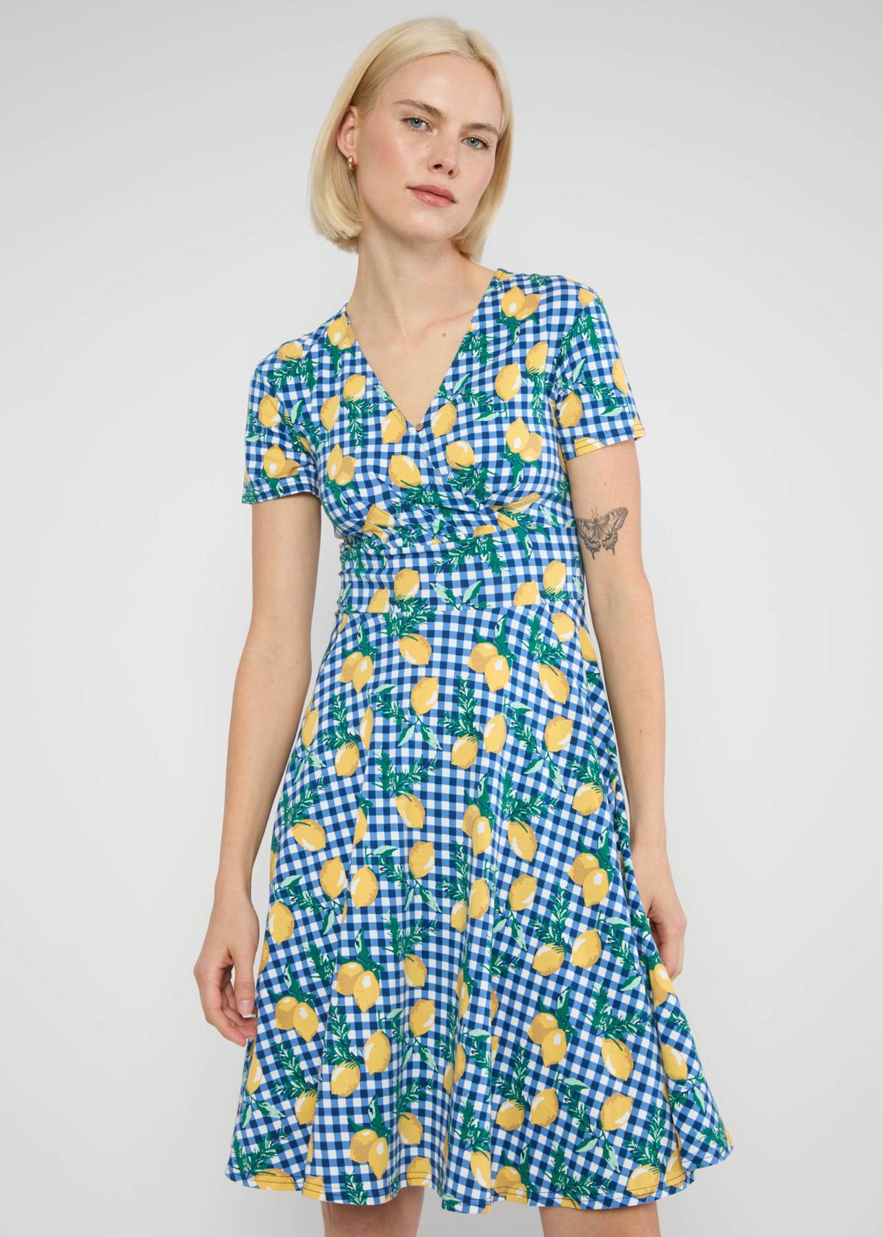 Blutsgeschwister Kleid "Shalala Tralala Spring" blau/ Zitrone