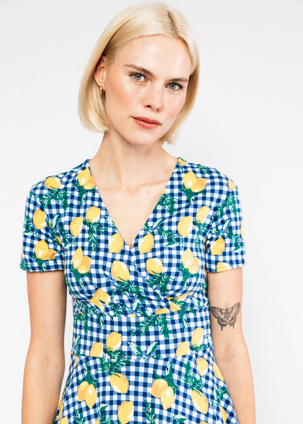 Blutsgeschwister Kleid "Shalala Tralala Spring" blau/ Zitrone