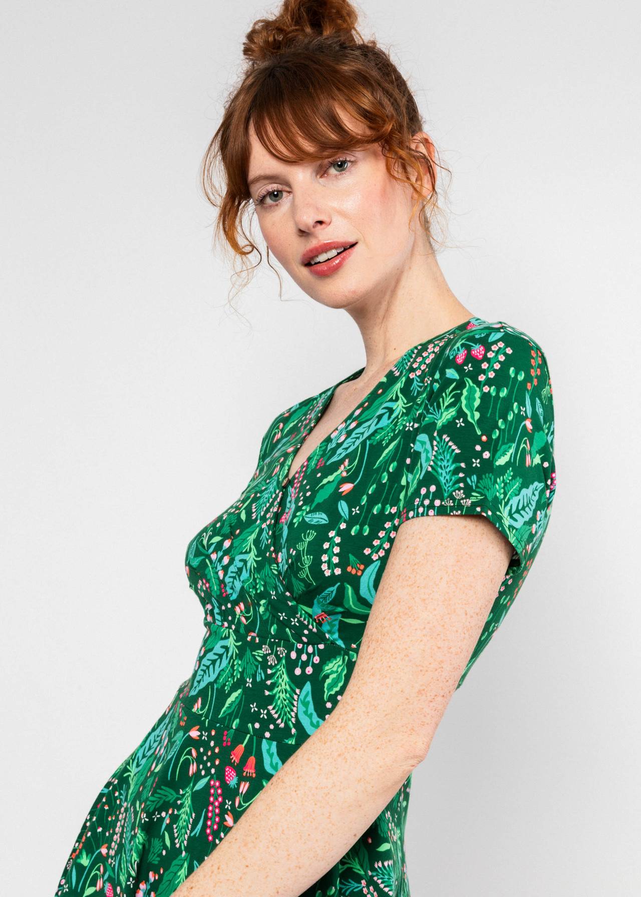 Blutsgeschwister Kleid "Shalala Tralala Spring" grün/gemustert
