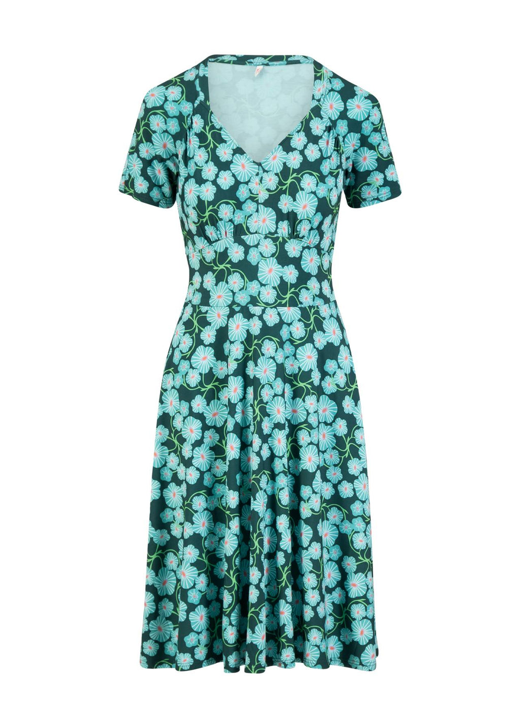 Blutsgeschwister Kleid "Zaubertal Heritage" petrol/türkis geblümt