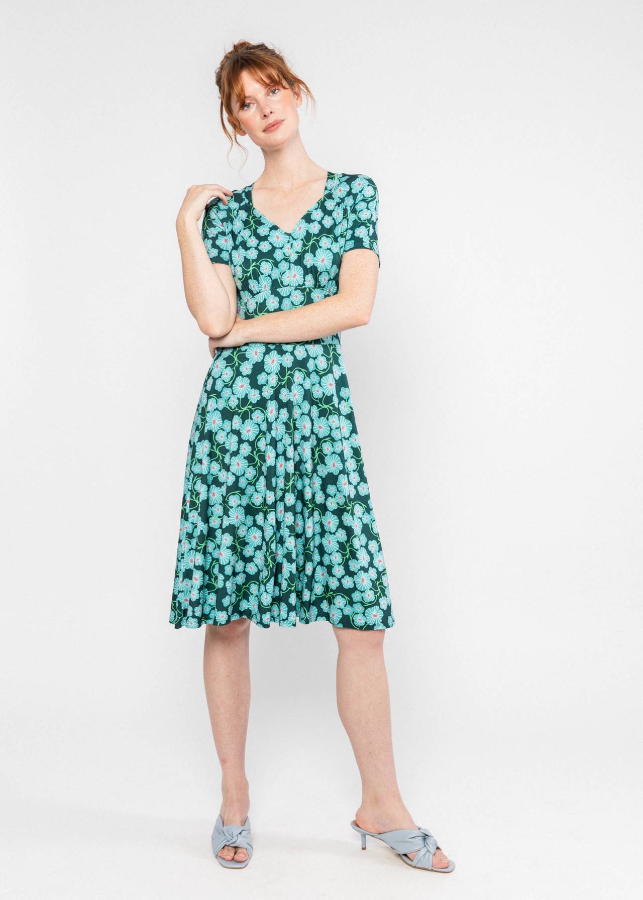 Blutsgeschwister Kleid "Zaubertal Heritage" hellblau/grün geblümt