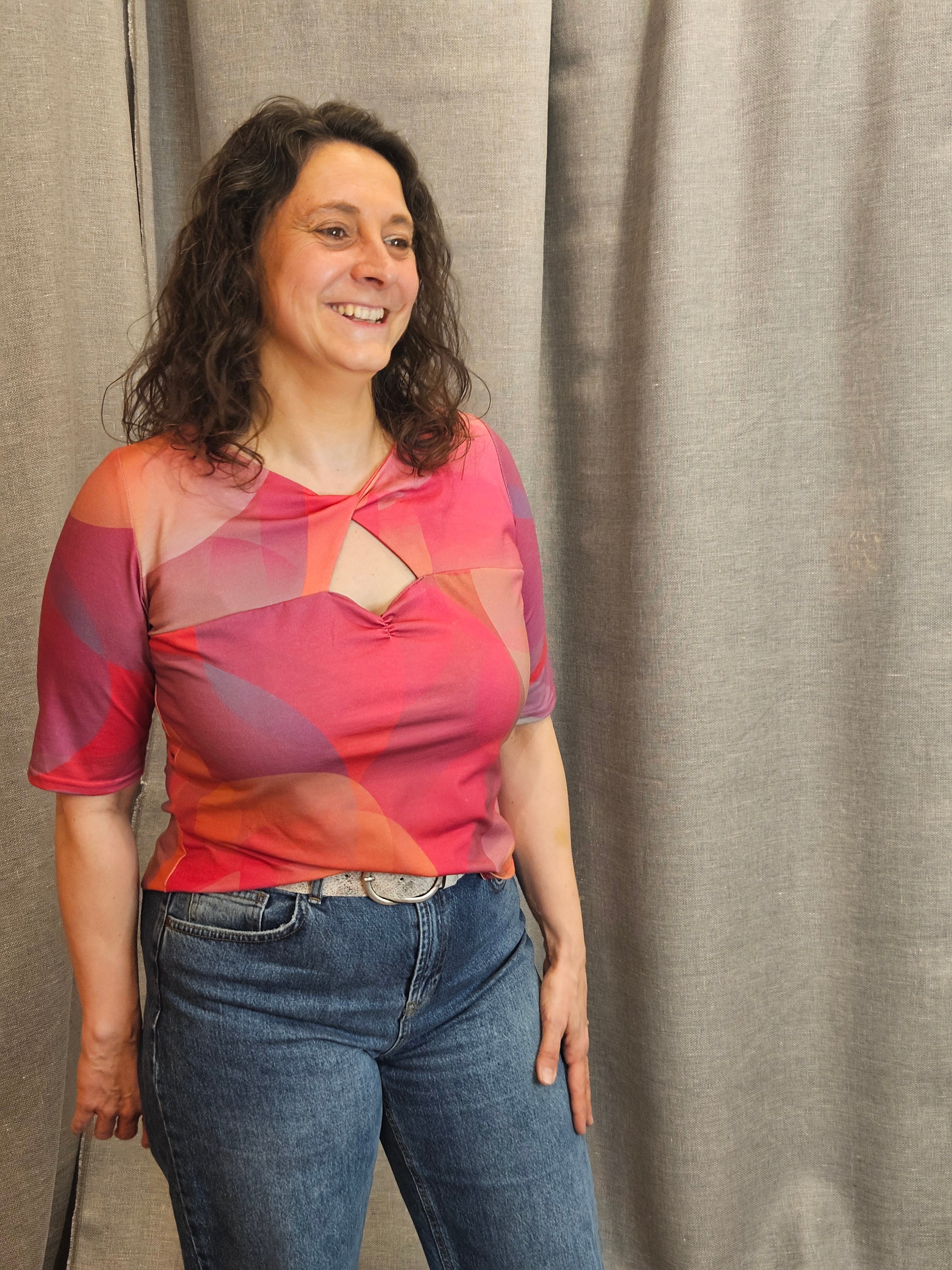 Miranda Merra Shirt "Sonnenzauber" rosè/orange gemustert