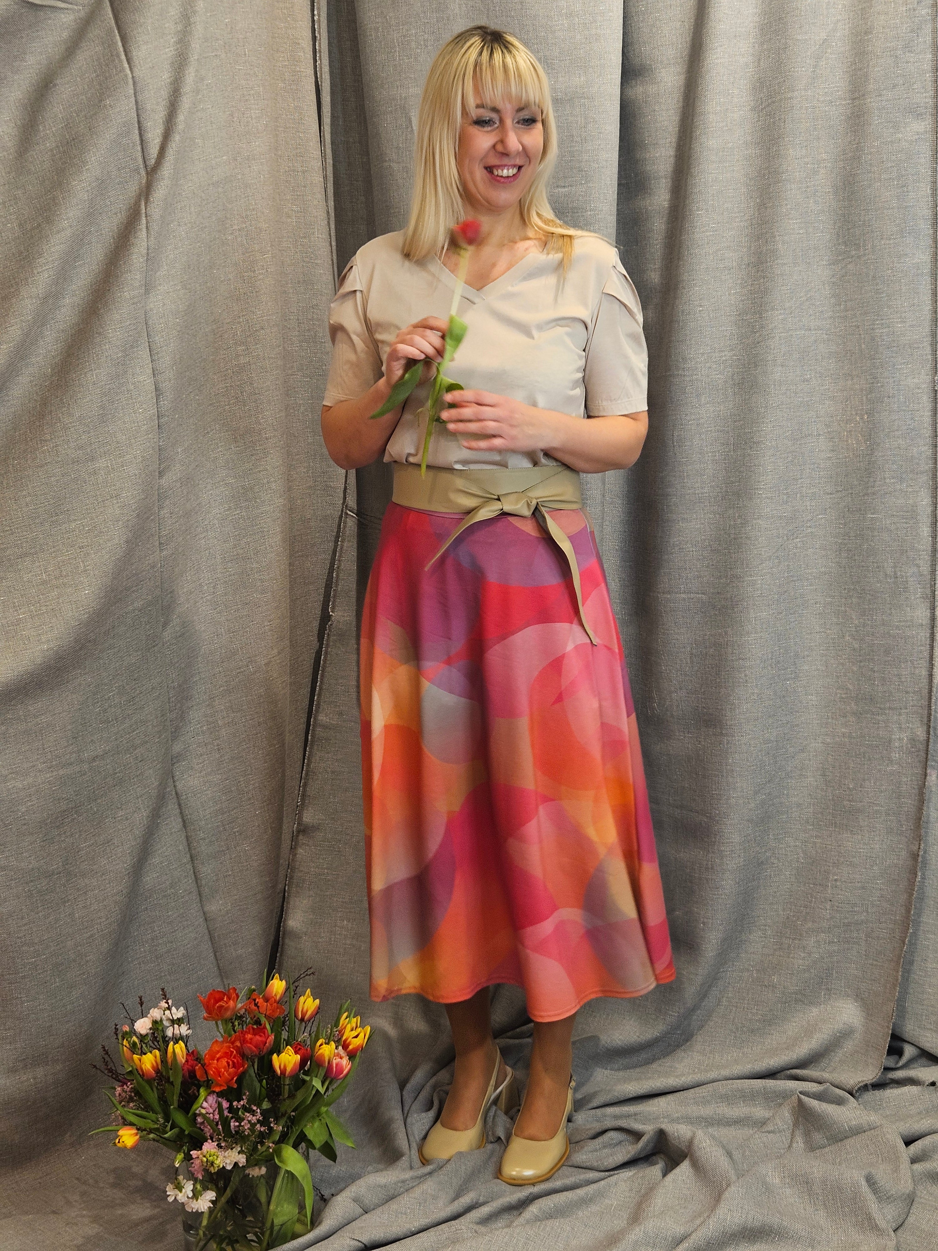 Miranda Merra Rock "Sonnenzauber" rosè/orange gemustert