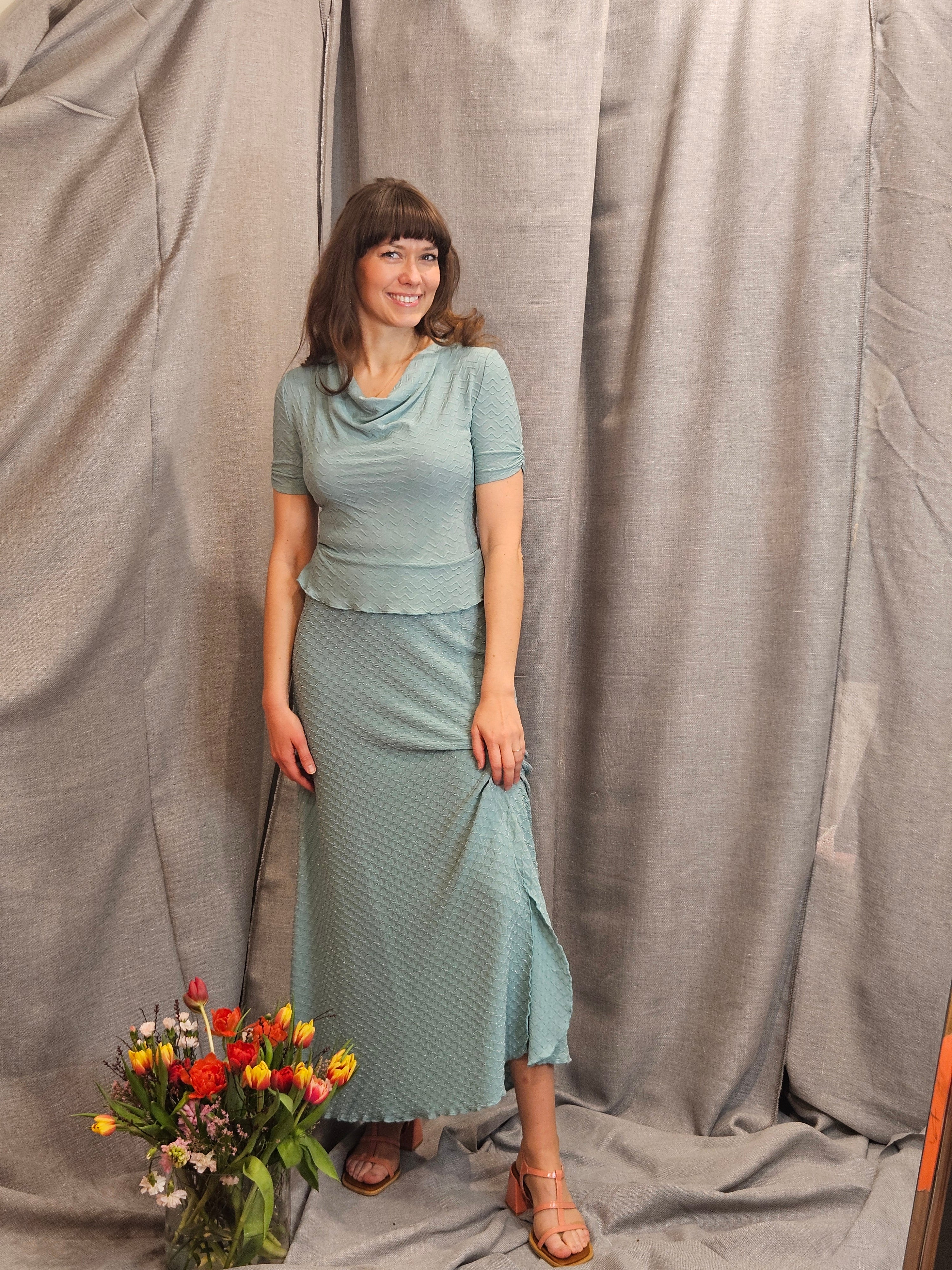 Miranda Merra Kleid "Wellenspiel" lang türkis