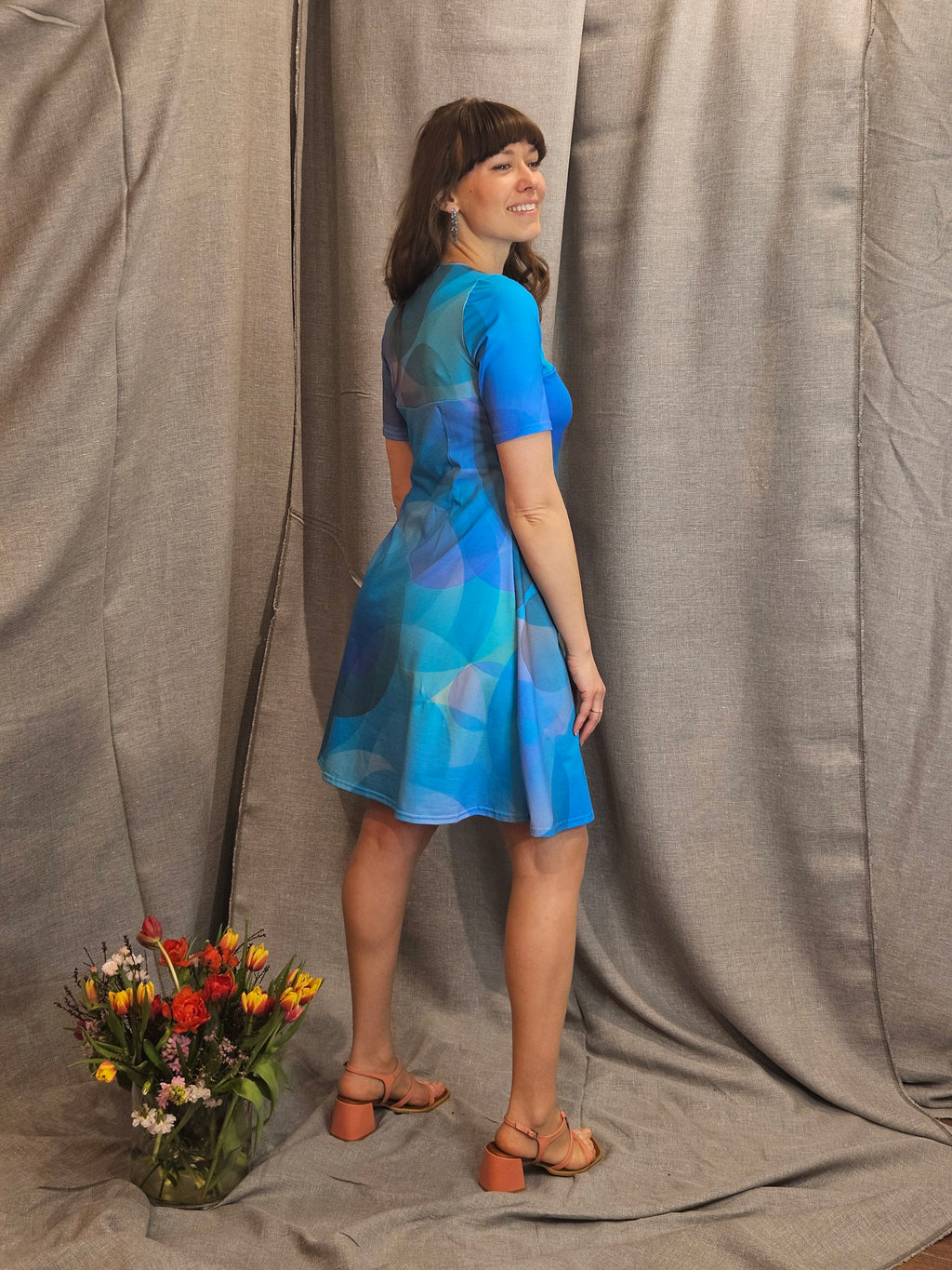 Miranda Merra Kleid "Meereszauber" blau/gemustert