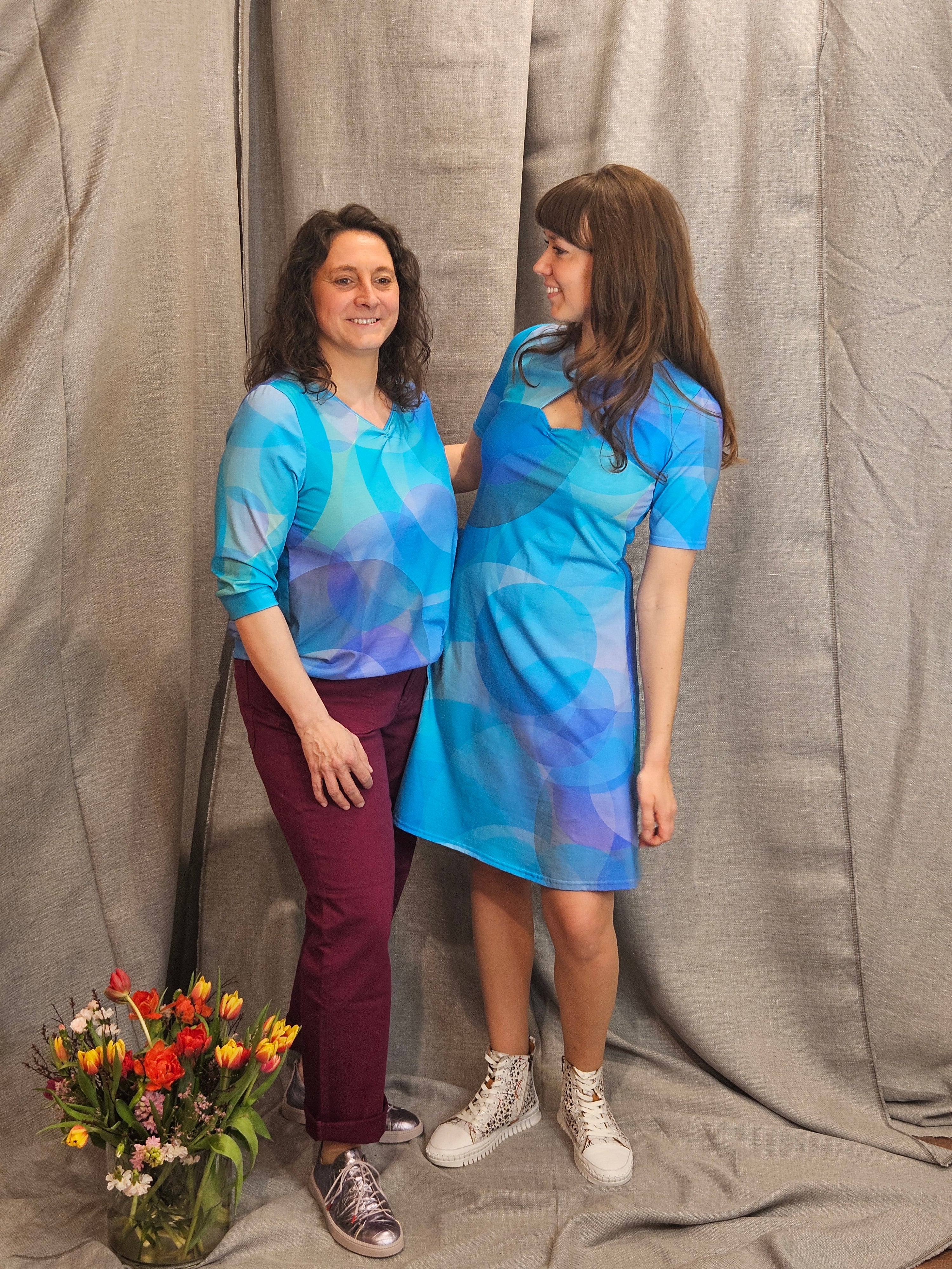 Miranda Merra Kleid "Meereszauber" blau/gemustert