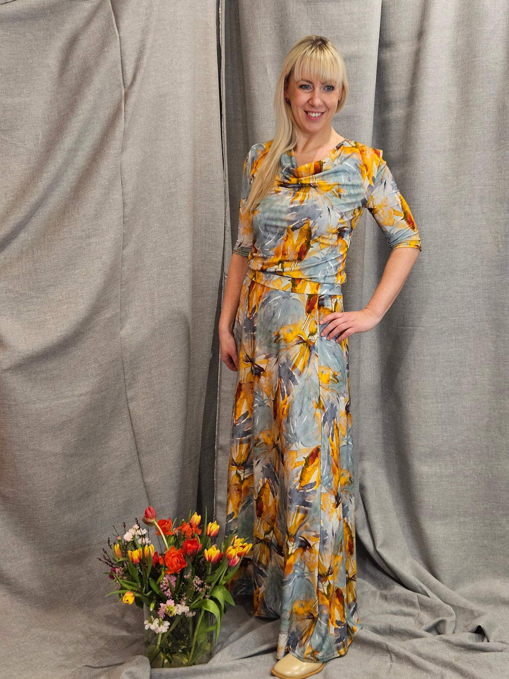 Miranda Merra Shirt "Sommertraum" orange/blau gemustert