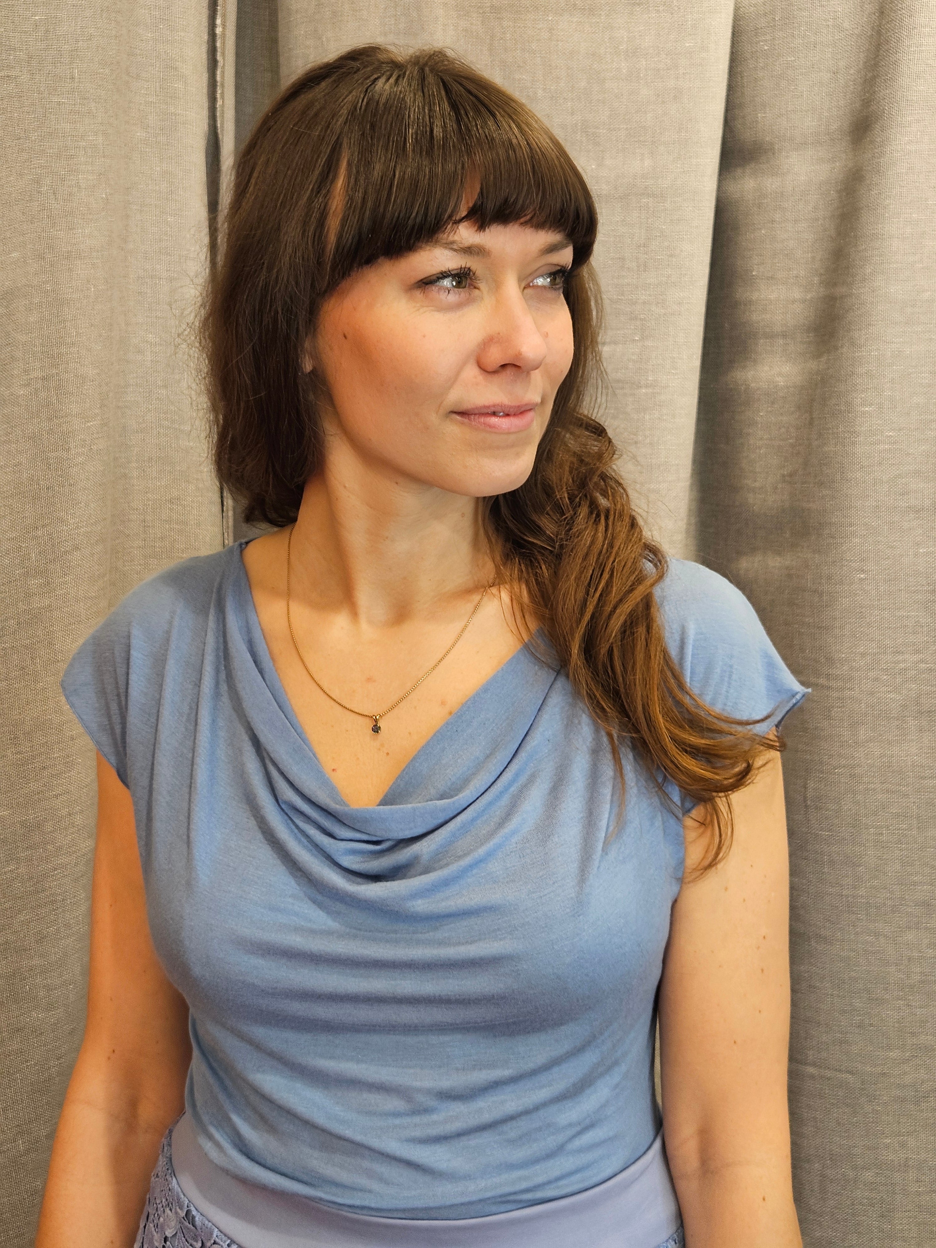 Miranda Merra Wasserfall-Shirt "Himmelblau" blau/hellbau