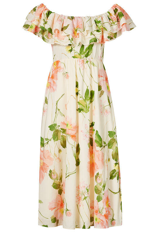 Himalaya Kleid "Blumie" creme/orange geblümt