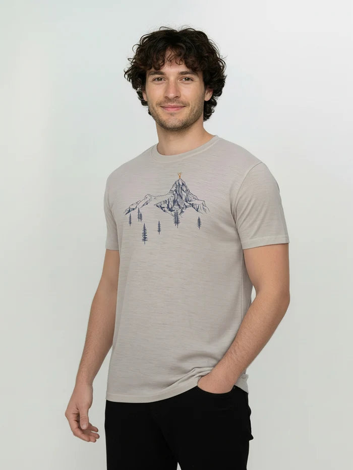 Greenbomb T-Shirt aus Merinowolle "Bike Destination" grau/Berg