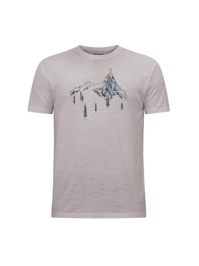 Greenbomb T-Shirt aus Merinowolle "Bike Destination" grau/Berg