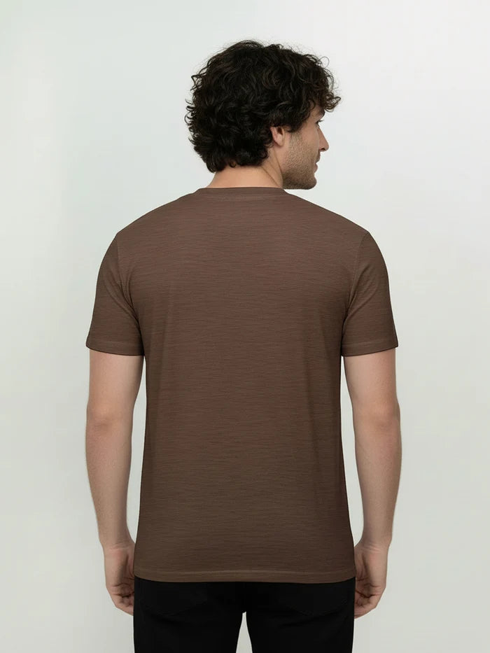 Greenbomb T-Shirt aus Merinowolle "Nature Mountain" braun/Berge