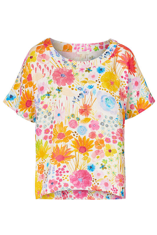 Himalaya Blusenshirt aus Leinen "Toppa" bunt geblümt