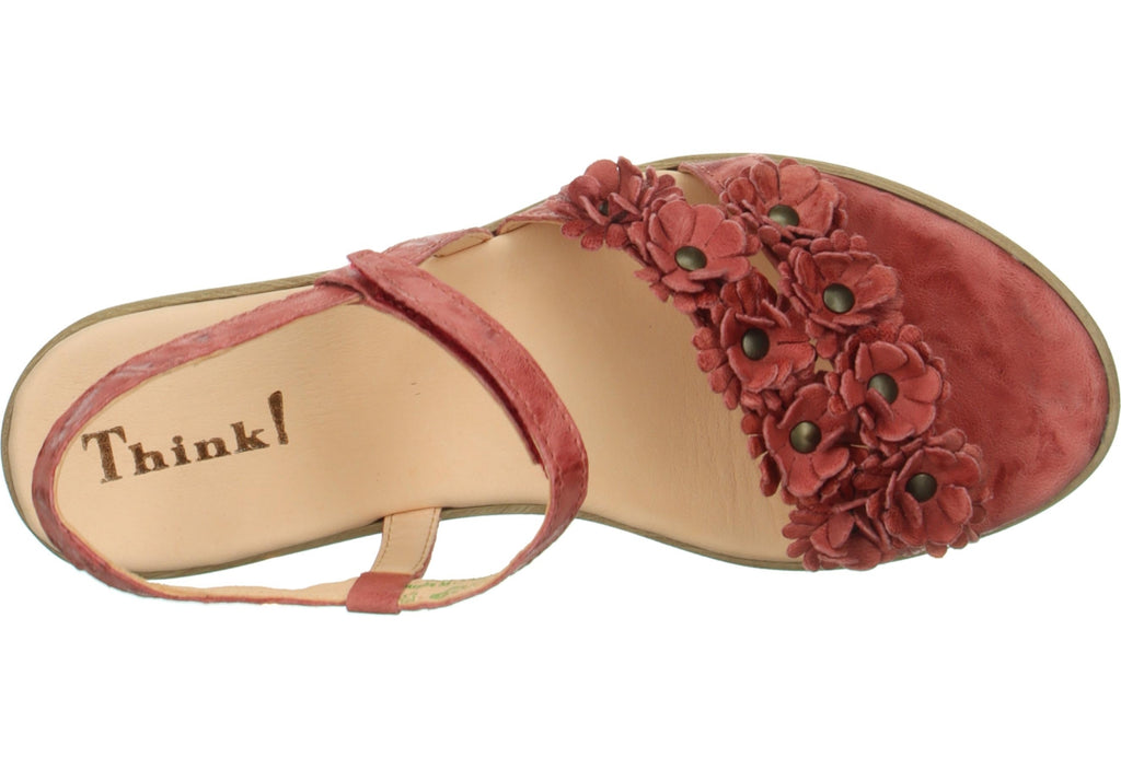 Think Sandalette "Zeppa" rosè/geblümt