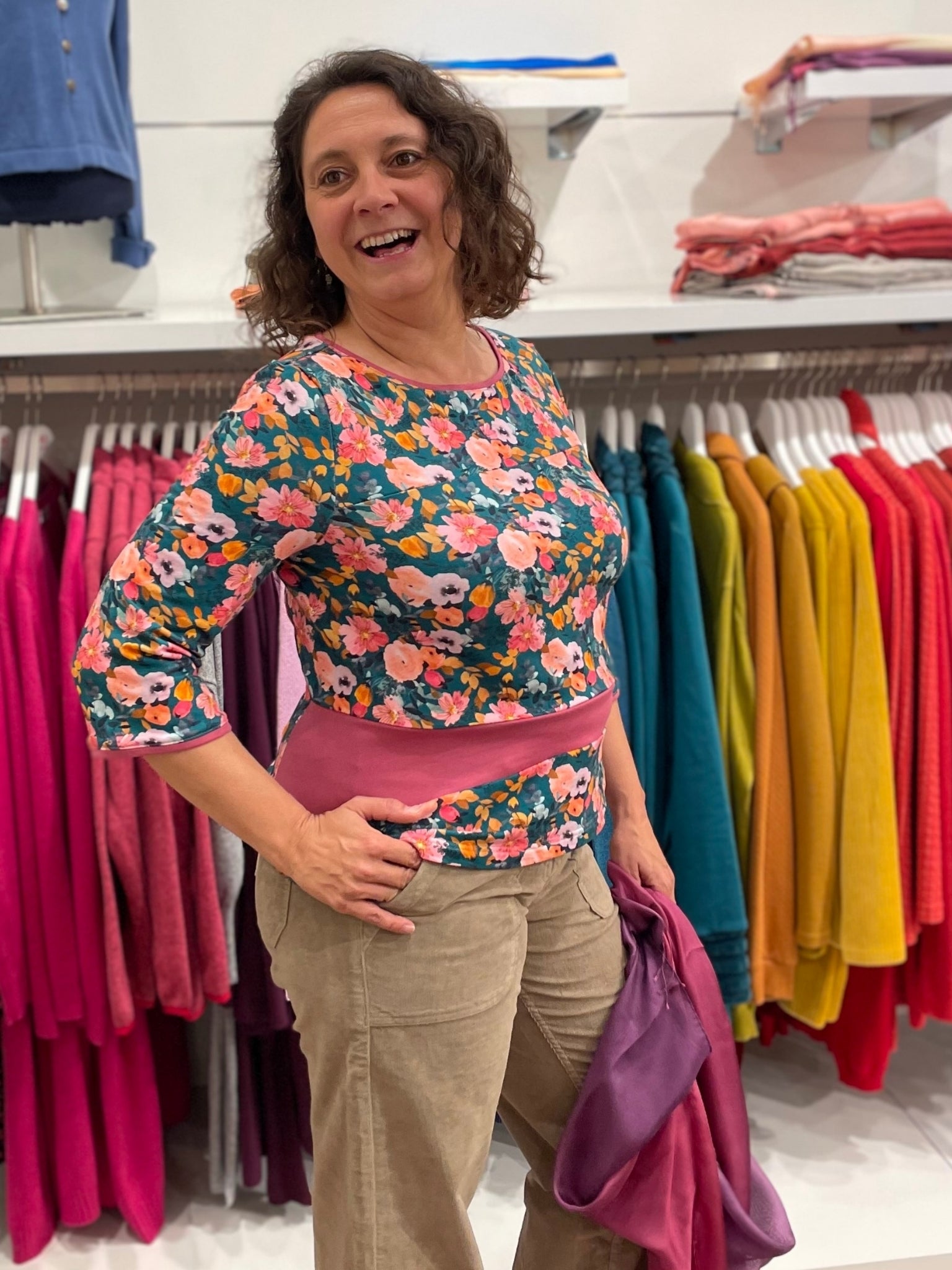 Miranda Merra Shirt "Pink Flower" pink bunt/geblümt