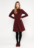 Blutsgeschwister Kleid "Cozy Zen Tangle" weinrot/gemustert