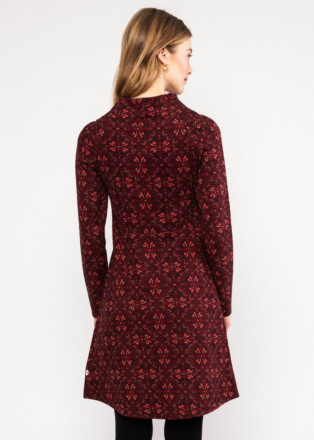 Blutsgeschwister Kleid "Cozy Zen Tangle" weinrot/gemustert