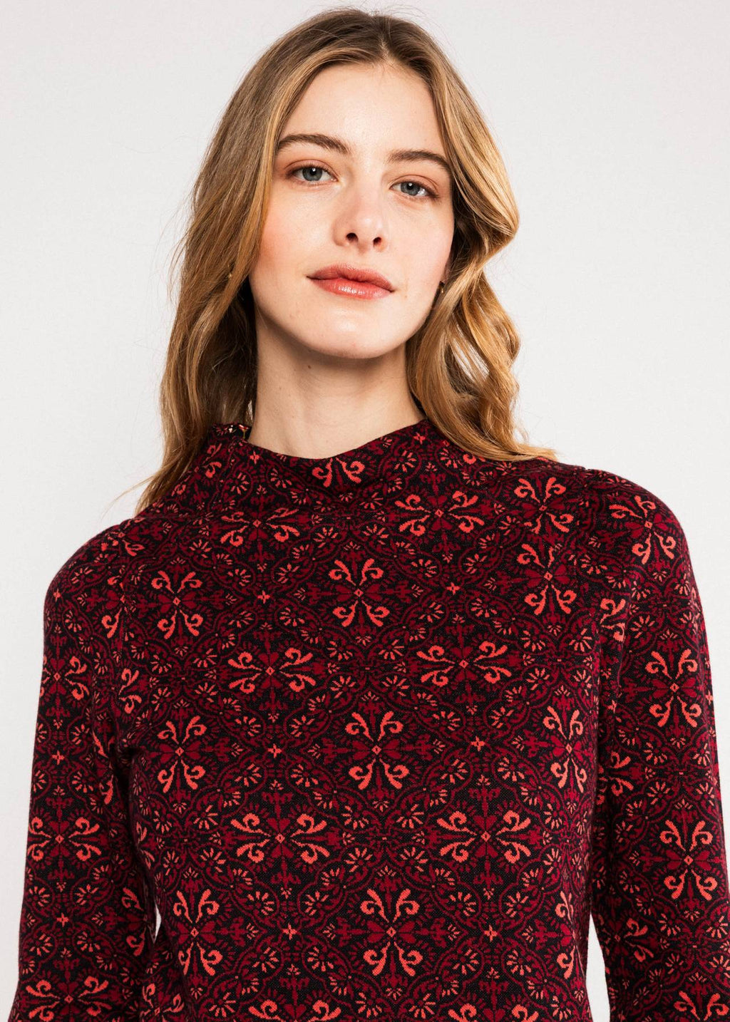 Blutsgeschwister Kleid "Cozy Zen Tangle" weinrot/gemustert