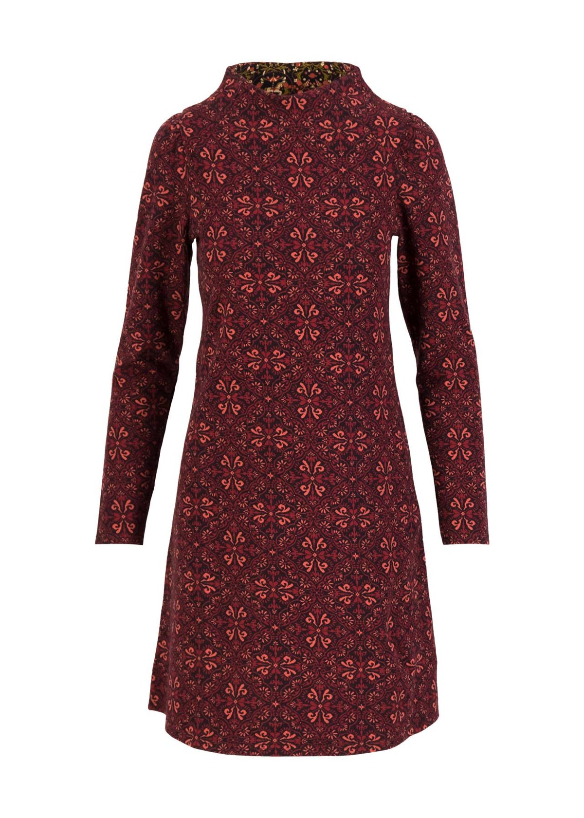 Blutsgeschwister Kleid "Cozy Zen Tangle" weinrot/gemustert