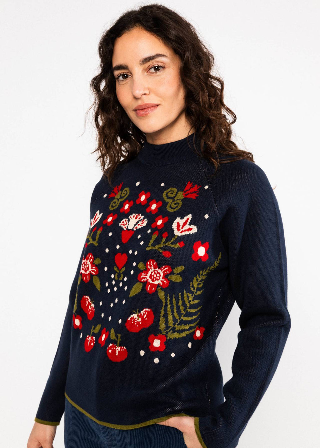 Blutsgeschwister Pullover "Cold Day Warm Heart" blau/geblümt